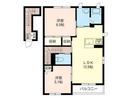 アイランド B棟(2LDK/2階)の間取り写真