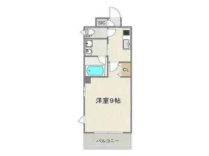 VINCENTE船場(1K/3階)の間取り写真
