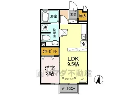 ヴェルデ・ナチュールⅢ(1LDK/1階)の間取り写真