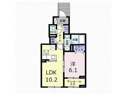 アインツ ホワイト(1LDK/1階)の間取り写真