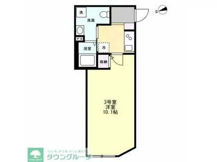 ベイルーム東小倉(1K/2階)の間取り写真