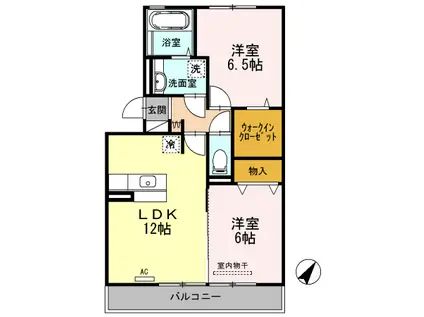 アルカンシェル B棟(2LDK/1階)の間取り写真
