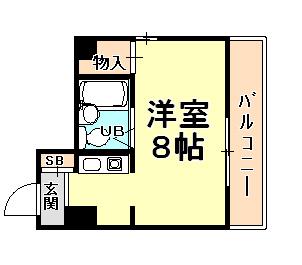 ダイドーシティー芦屋Ⅱ(ワンルーム/4階)の間取り写真