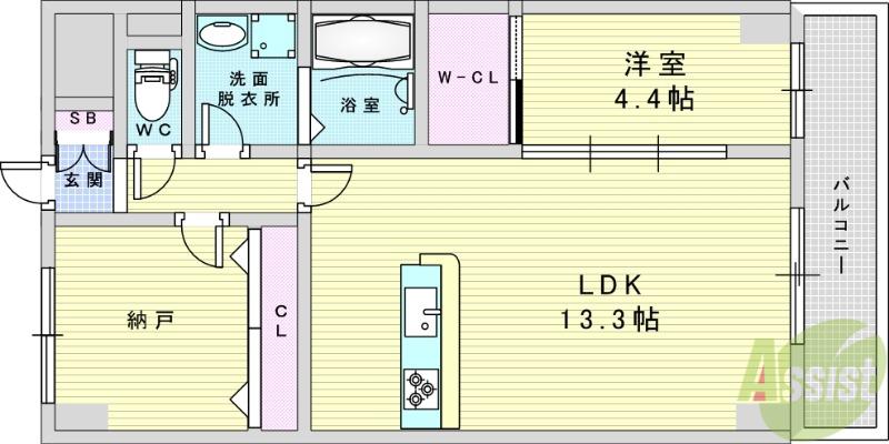 GROOVE豊中レジデンス(1SLDK/6階)の間取り写真