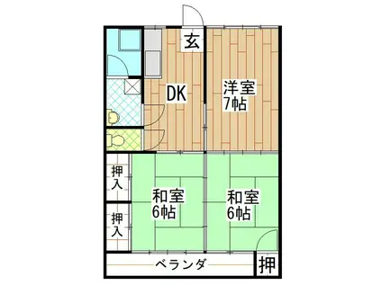 ハイツ峰(3DK/1階)の間取り写真