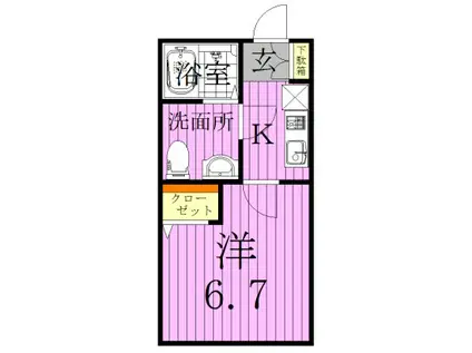 ルミエール柏(1K/2階)の間取り写真