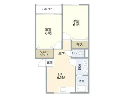 ルーセントA(2DK/2階)の間取り写真