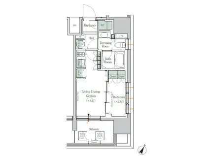 ONE ROOF RESIDENCE TAMACHI(1DK/6階)の間取り写真