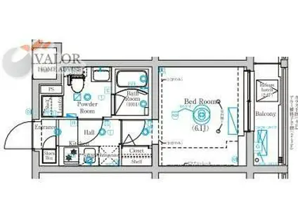 MIND 武蔵中原(1K/3階)の間取り写真