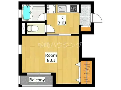 第8さかえビル(1K/3階)の間取り写真