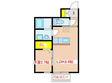 OTUS A棟(1LDK/1階)の間取り写真
