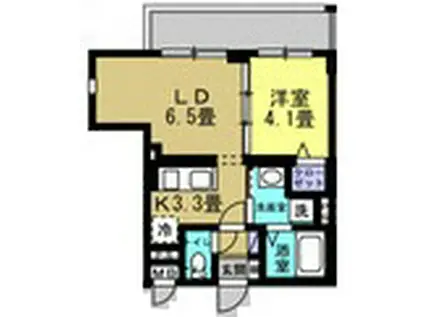 リアライズ長居公園(1LDK/1階)の間取り写真