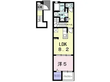 ルプティニF(1LDK/2階)の間取り写真