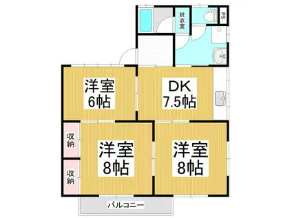 サワーパレスA(3DK/1階)の間取り写真