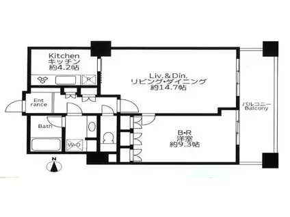 六本木ヒルズレジデンスB(1LDK/23階)の間取り写真