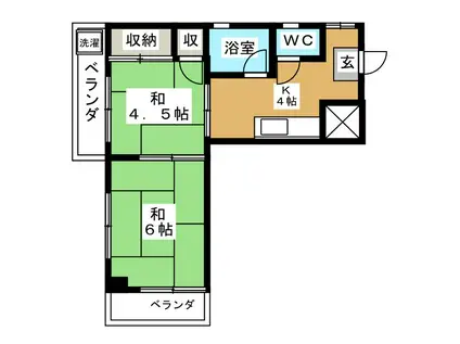 ザオーパークハイツ(2K/5階)の間取り写真