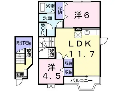 サニーパレスB(2LDK/2階)の間取り写真