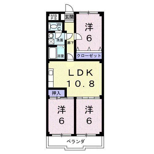 田中ハイツ(3LDK/1階)の間取り写真