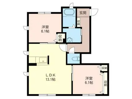 リヴィエールA(2LDK/1階)の間取り写真