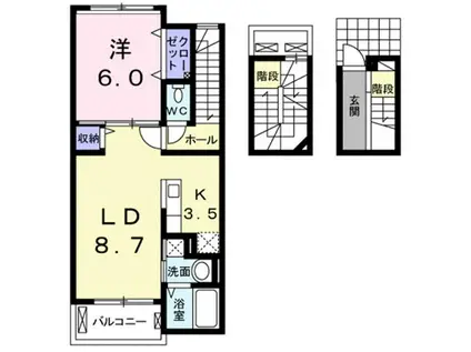 グランベーネ(1LDK/3階)の間取り写真