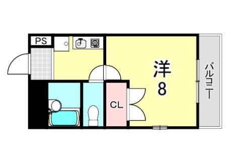 サンハイツ甲陽園(1K/3階)の間取り写真