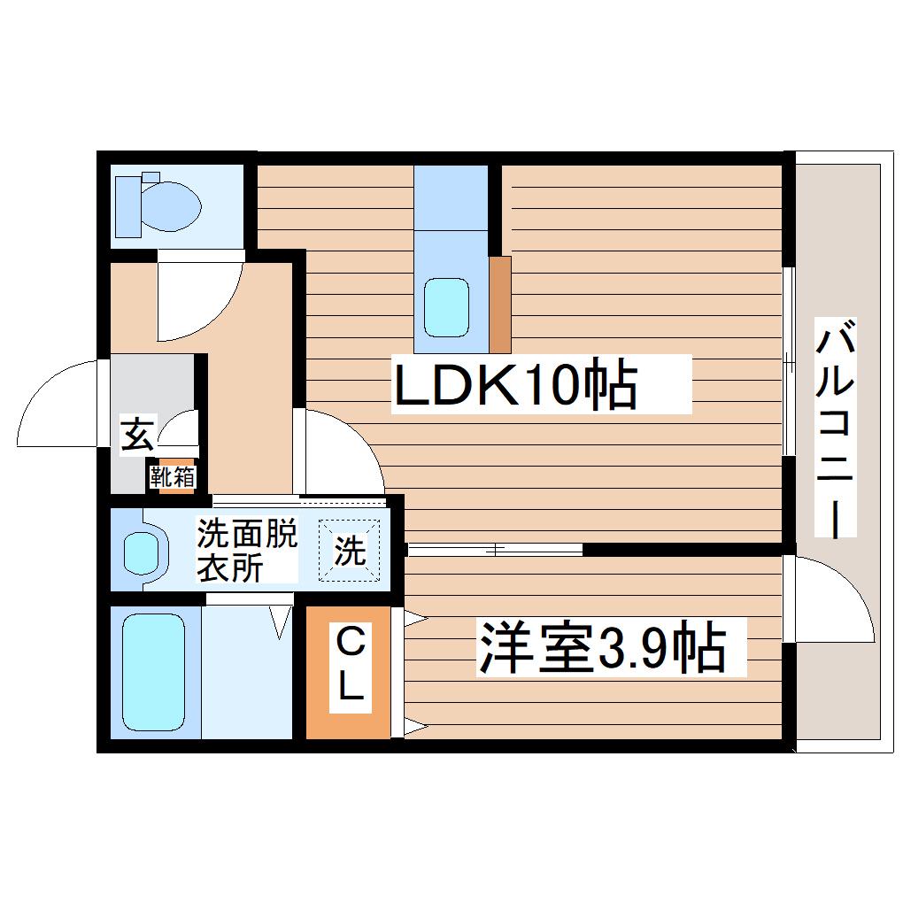 WISTERIA森林公園(1LDK/1階)の間取り写真