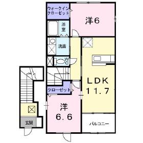 カーサ・プリムラ(2LDK/2階)の間取り写真