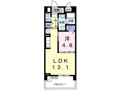 ヴァンクール(1LDK/2階)の間取り写真