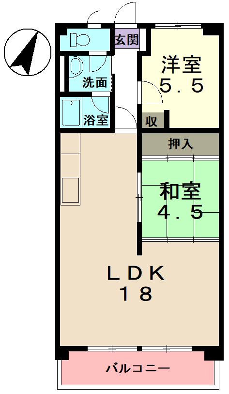 サンスペリオ(2LDK/4階)の間取り写真