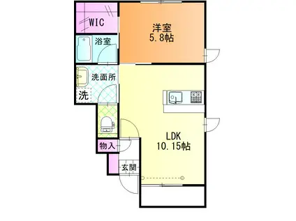 リオメゾンC(1LDK/1階)の間取り写真