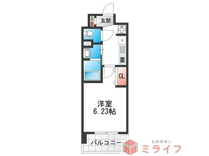 LUXE布施南II(1K/3階)の間取り写真