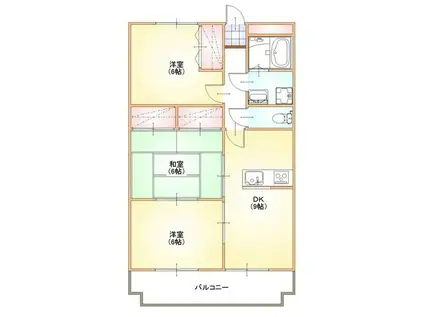 エルコートS館(3DK/1階)の間取り写真