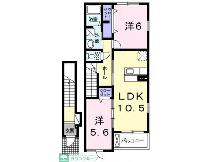 パレイ シャル(2LDK/2階)の間取り写真