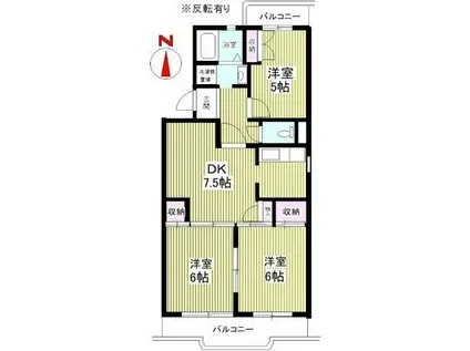 メルヴェイユ ヌー 湘南(3DK/3階)の間取り写真