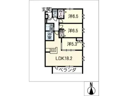 グリーンテラス明倫(3LDK/2階)の間取り写真