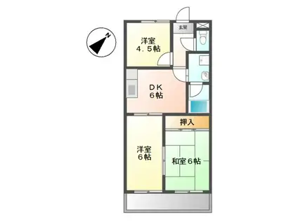 キャッスルKAZU(3DK/2階)の間取り写真