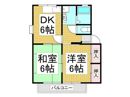 シティハイム高島 B棟(2DK/1階)の間取り写真