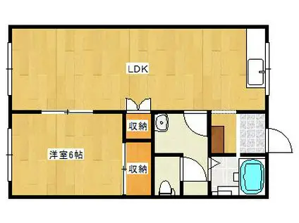 パークサイドコーポ(1LDK/2階)の間取り写真