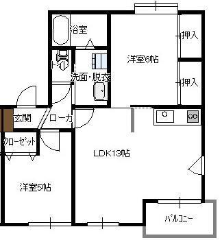 カサクァレンタ駿河 B(2LDK/2階)の間取り写真