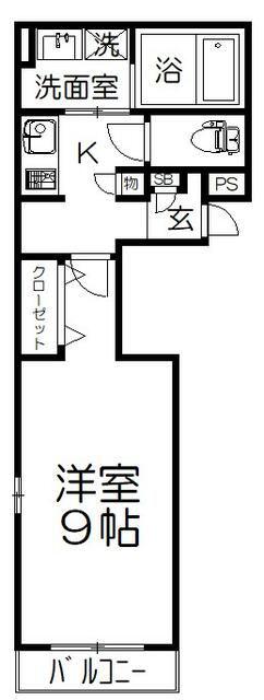 GRANVELLE(1K/2階)の間取り写真