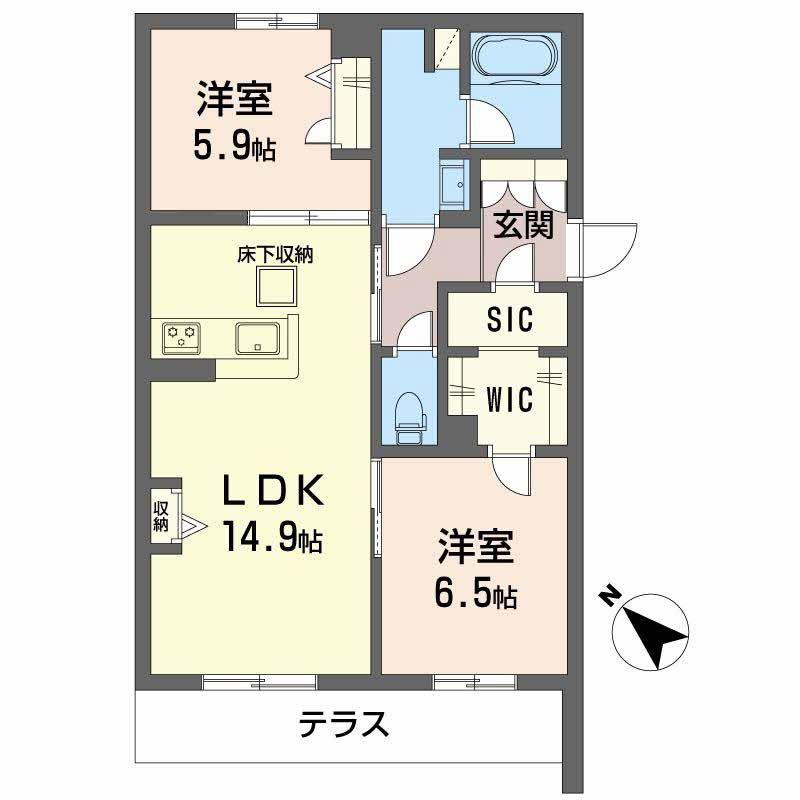 シャーメゾン グラニテ(2LDK/1階)の間取り写真