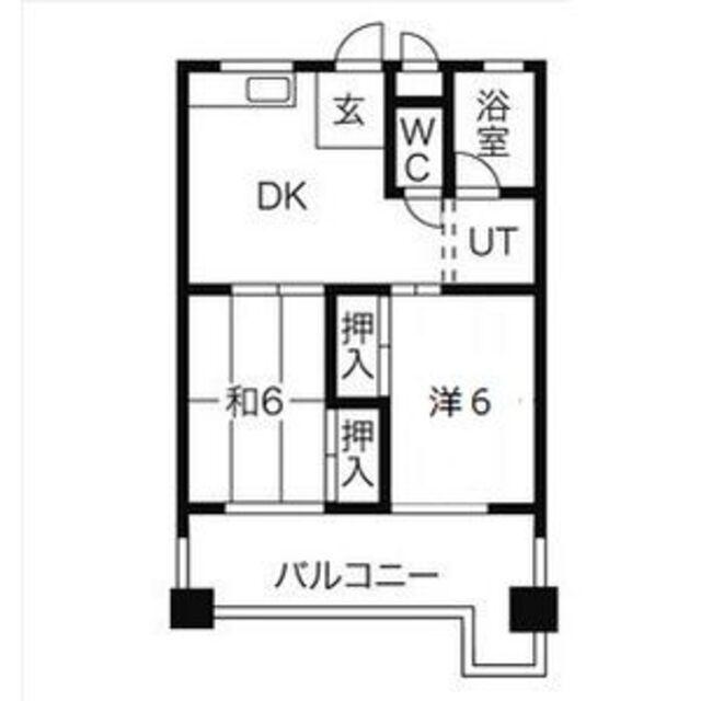 コーポ香流橋(2LDK/3階)の間取り写真