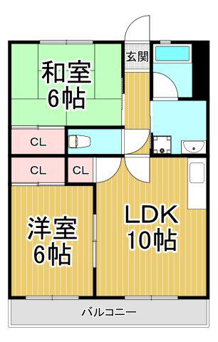 メゾン武庫之荘3番館(2LDK/3階)の間取り写真