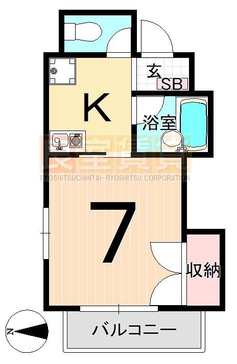 URBAN HEIGHTS立花(1K/6階)の間取り写真