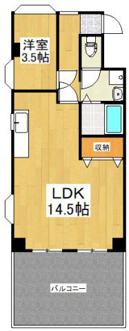 エスカイア久米川(1LDK/5階)の間取り写真