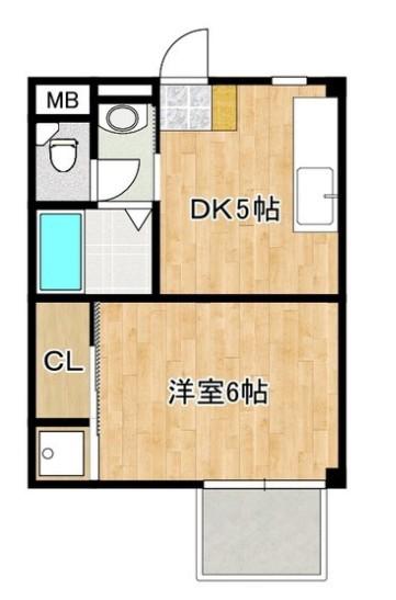 ハイツ宇田川(1DK/1階)の間取り写真