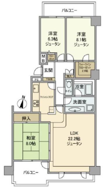 セソール川崎京町ハイライズ フォースピア(3LDK/14階)の間取り写真