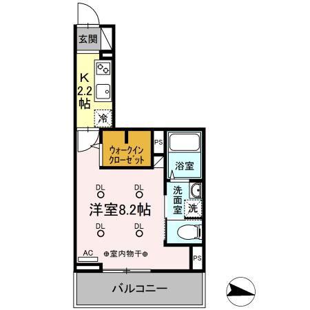 デサフィオ長町南百番館(1K/2階)の間取り写真