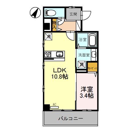 グランアネシス金澤(1LDK/3階)の間取り写真