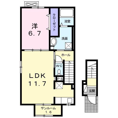 イーメゾン(1LDK/2階)の間取り写真